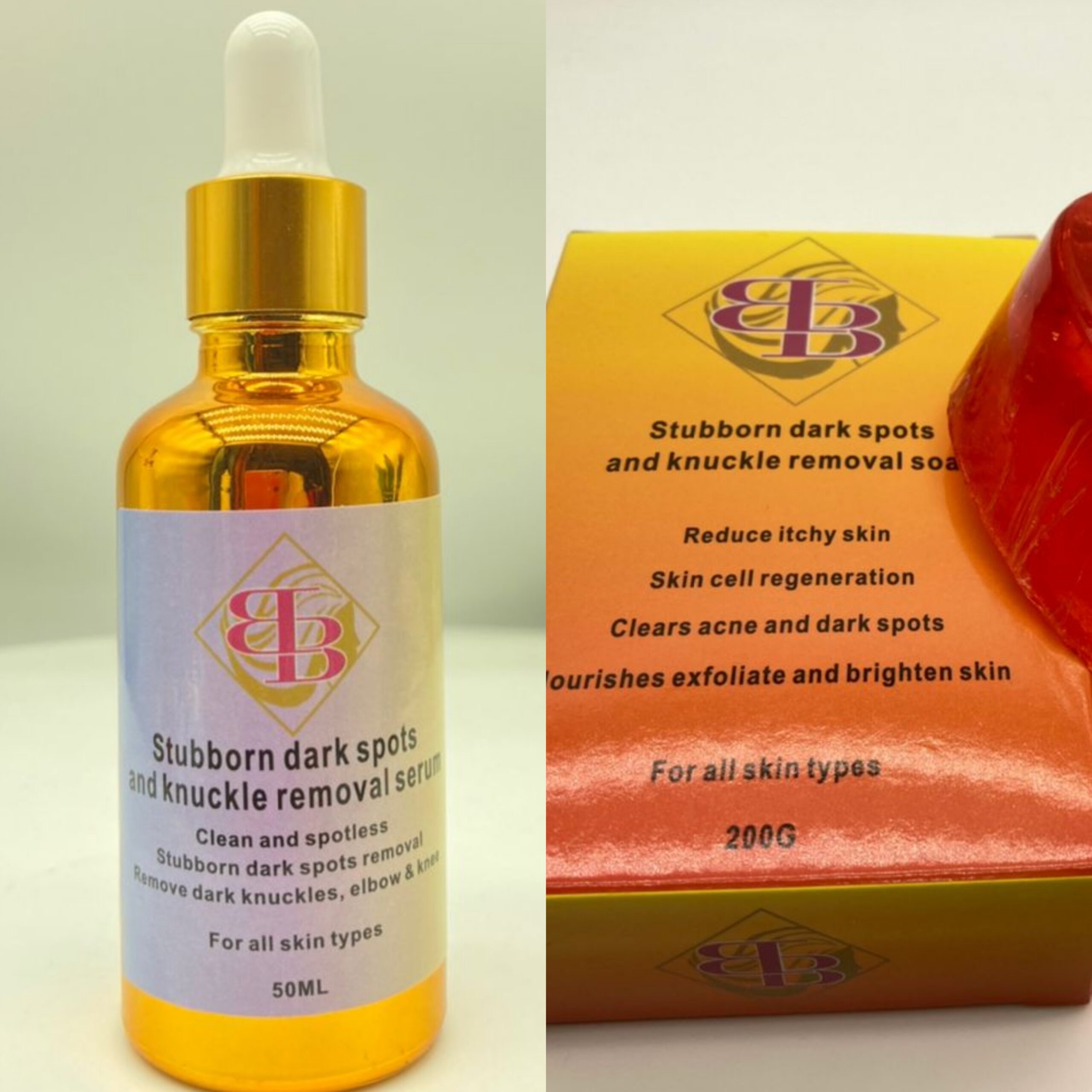 Stubborn dark spots and knuckle removal serum 50ml + Soap 200g