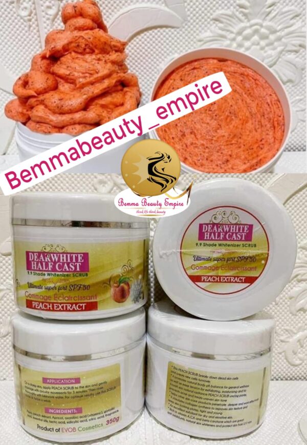 Dear white halfcast body scrub. Peach 350g