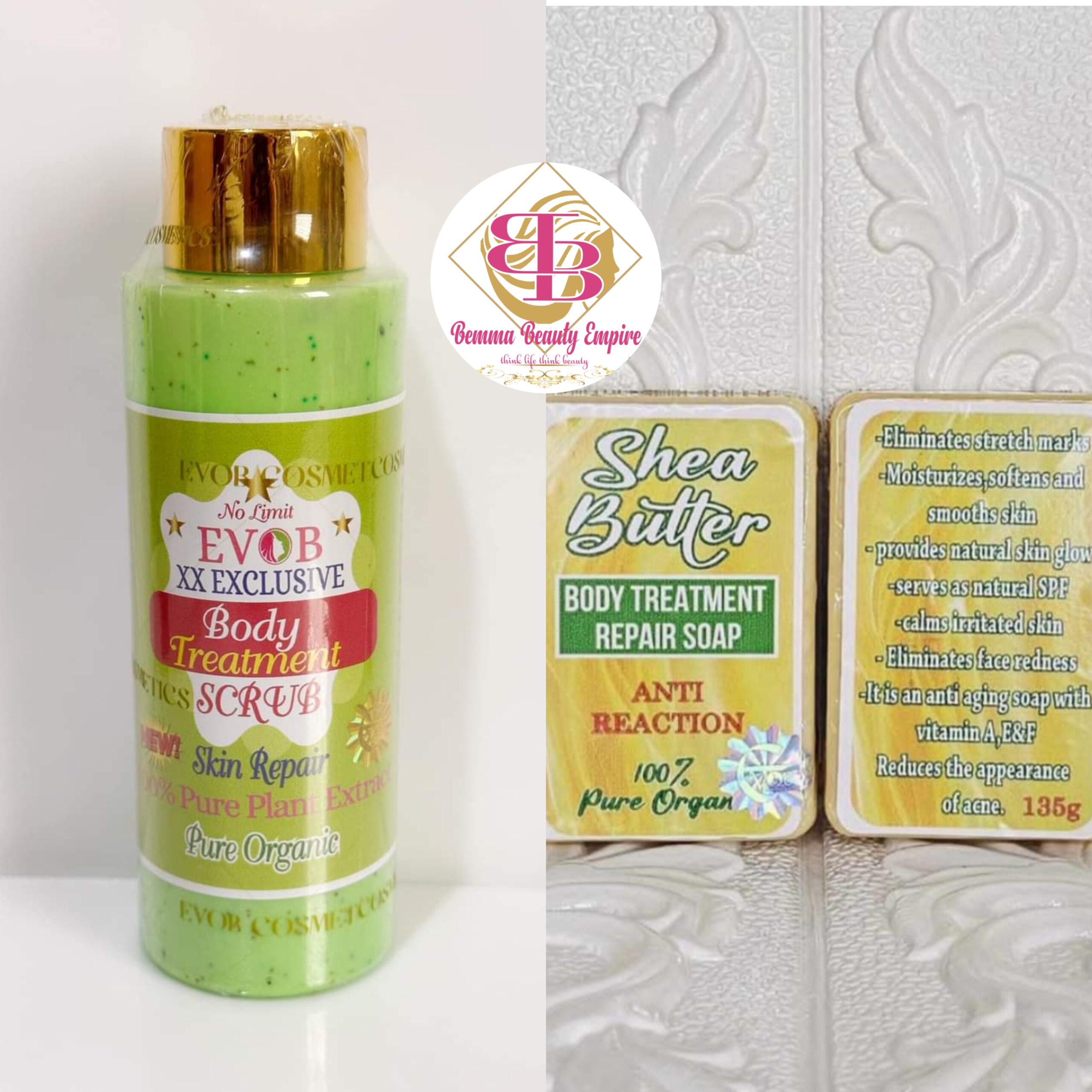 Evob No Limit Treatment Scrub + Shea butter Treatment Soap. 2products