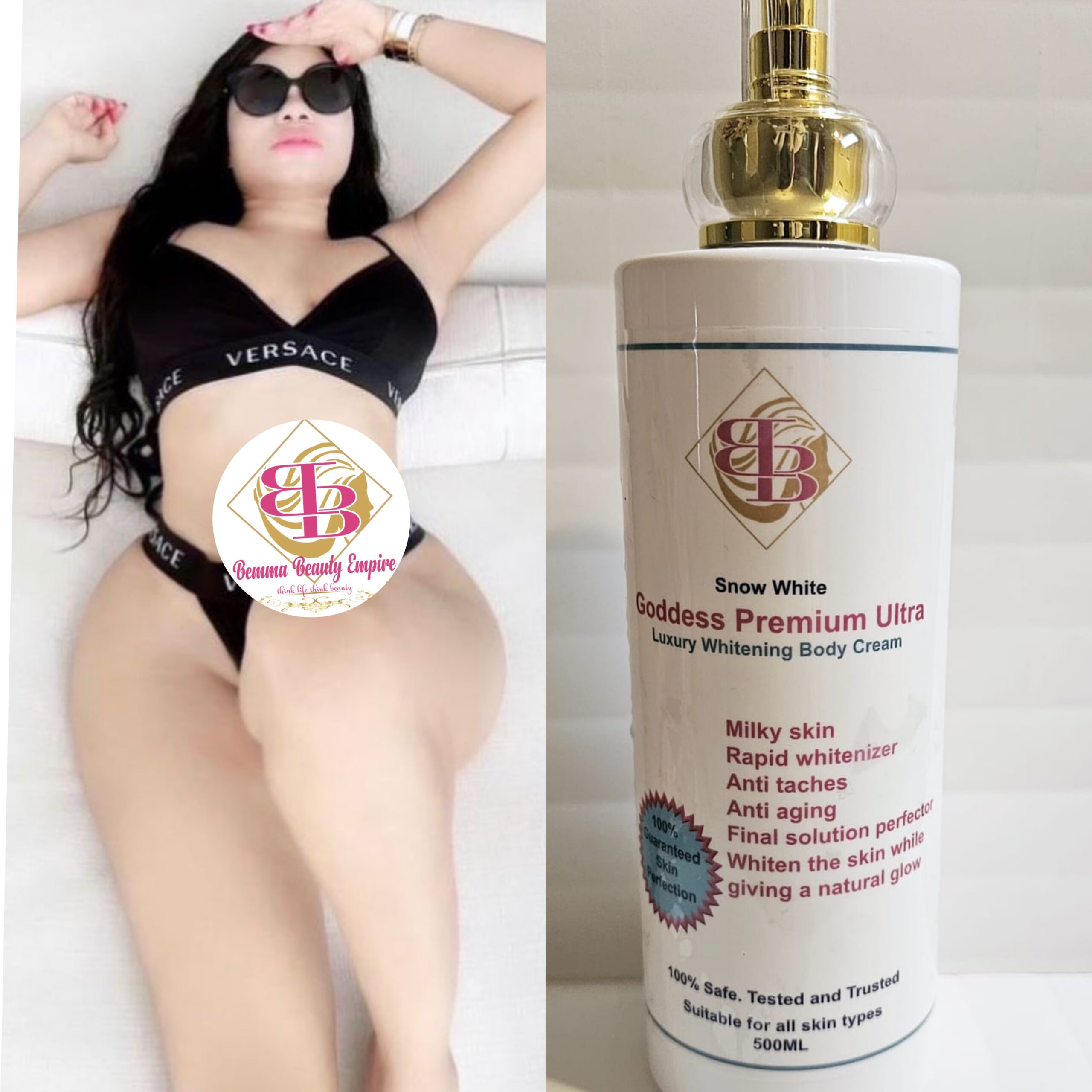 Goddess Premium Ultra Luxury snow White lotion 500ml plus Booster.2products
