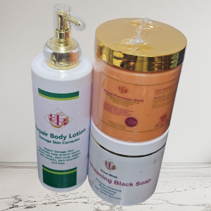 Repair Body Lotion +snow white 10× whitening Black Soap+Royal premium gold Scrub. 3n1pc Best combo for Dark feet and Hands