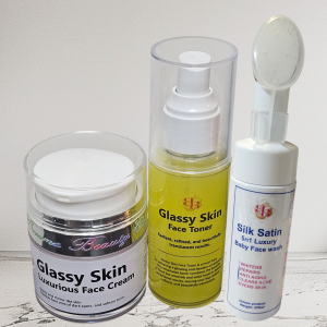 Glassy skin Luxurious face cream +silk satin 5n1 Luxury Face wash +Glassy skin Face Toner. 3n1pc