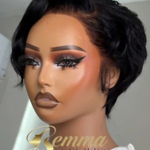 Ready-to-wear virgin human hair pixel Cut wig Kemi. Handmade wig. Full frontal